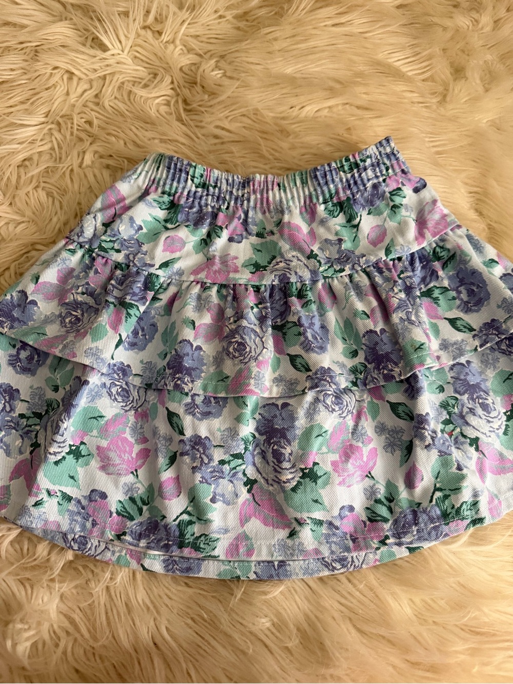 Vintage Girls Floral Tiered Ruffle Skirt - Pastel Floral